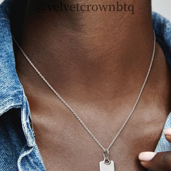 Pandora Engravable Rectangle Tag Pendant - Picture 5 of 5